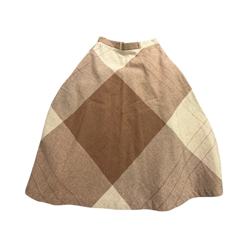 Sears JR Bazaar Skirt Womens 6 26x27 Brown Plaid A-Line Vintage 70s USA Academic